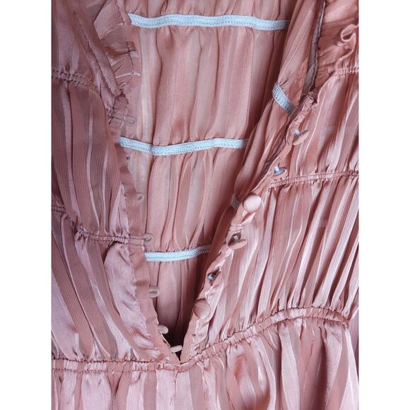 Romper Women  Coral, Long Sleeve Wide Leg Boho Preppy size M - Picture 5 of 5